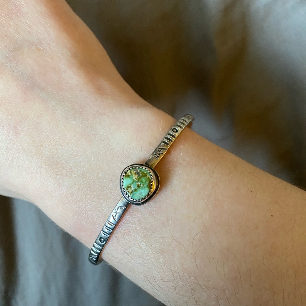 Sterling silver stacking turquoise cuff